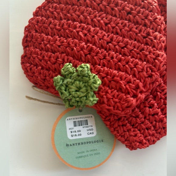 NEW Anthropologie Ischia Woven Tomato Coasters, Set of 2 - Picture 5 of 6